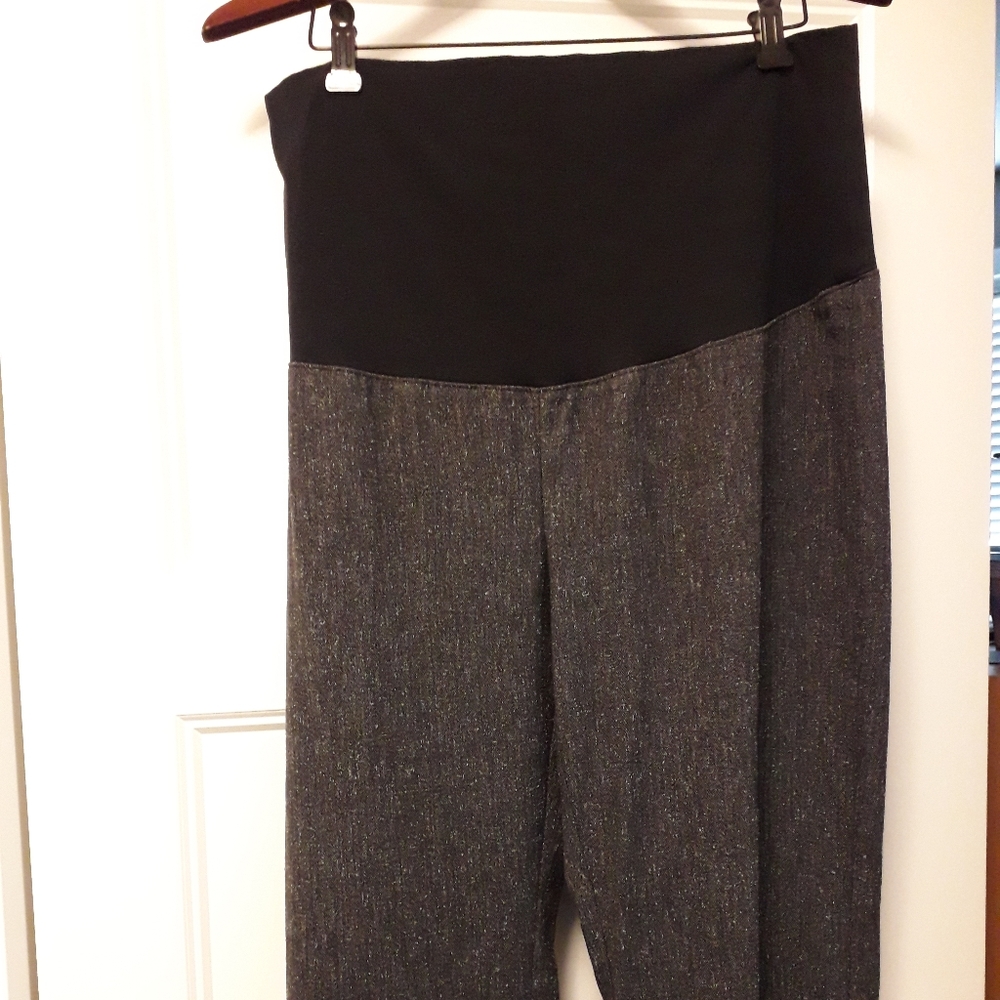 Thyme Maternity Charcoal Tweed Dress Pants - Picture 3 of 6